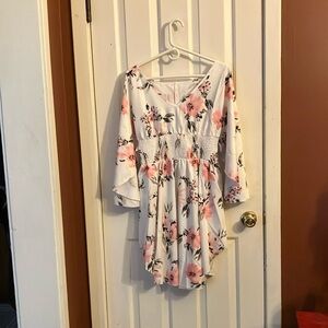 Size large new never worn before beautiful pink/green flower asymmetrical dress